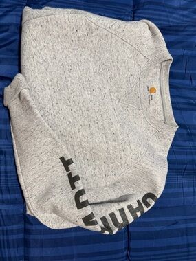 Carhartt Men’s Light Heather Gray Crewneck Sweatshirt with Sleeve Logo